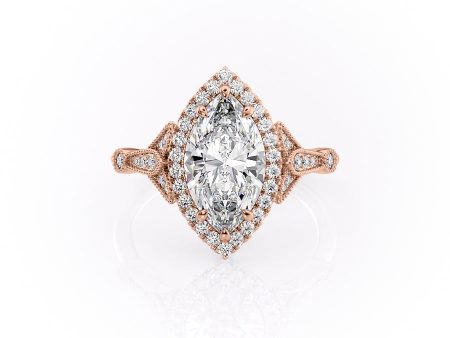 The Halo Stephanie Set With A 2 Carat Marquise Lab Diamond Sale