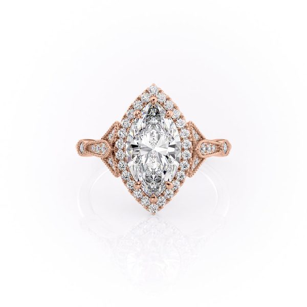 The Halo Stephanie Set With A 2 Carat Marquise Lab Diamond Sale