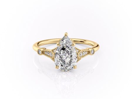 The Stephanie Set With A 2 Carat Pear Lab Diamond For Sale