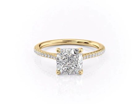 The Pave Lexie Set With A 1.5 Carat Cushion Lab Diamond on Sale