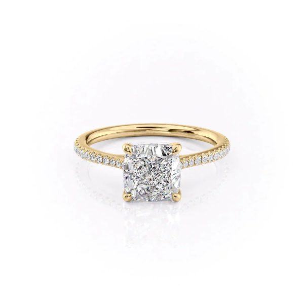 The Pave Lexie Set With A 1.5 Carat Cushion Lab Diamond on Sale