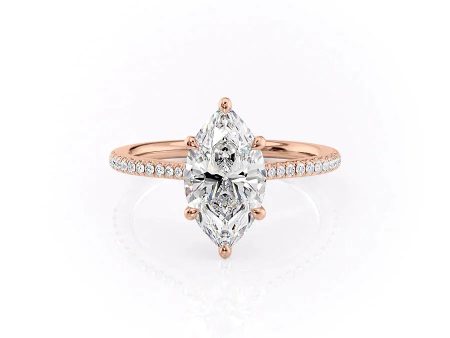 The Pave Lexie Set With A 1.5 Carat Marquise Lab Diamond on Sale