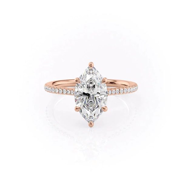 The Pave Lexie Set With A 1.5 Carat Marquise Lab Diamond on Sale