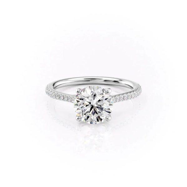 The Pave Lexie Set With A 1.5 Carat Round Lab Diamond on Sale