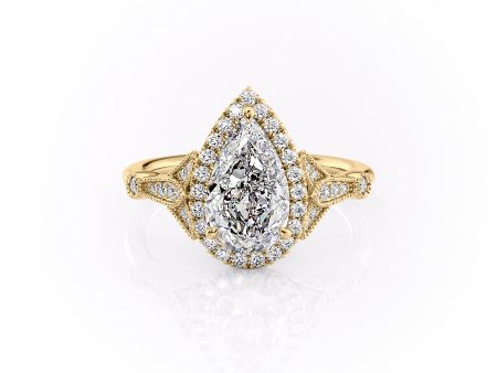 The Halo Stephanie Set With A 2.5 Carat Pear Lab Diamond Sale