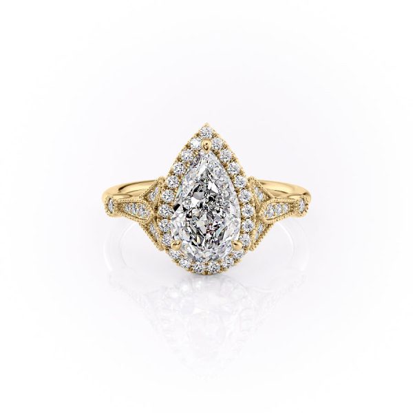 The Halo Stephanie Set With A 2.5 Carat Pear Lab Diamond Sale