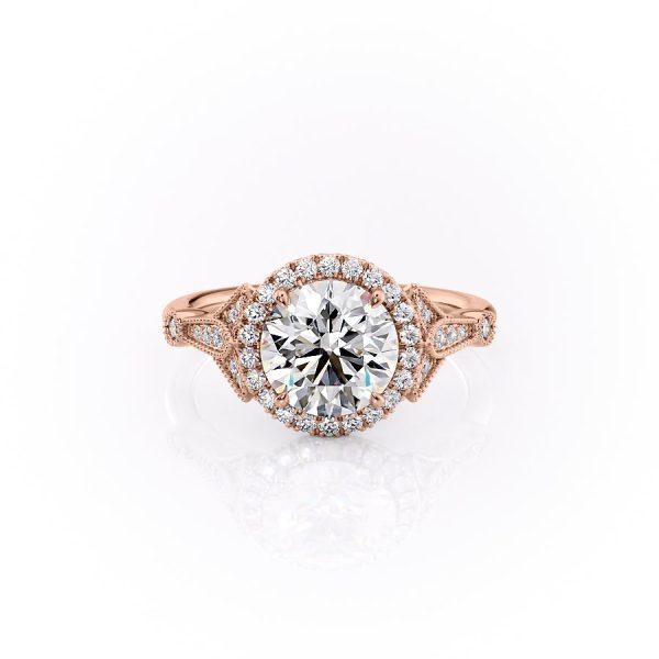 The Halo Stephanie Set With A 2 Carat Round Lab Diamond Hot on Sale