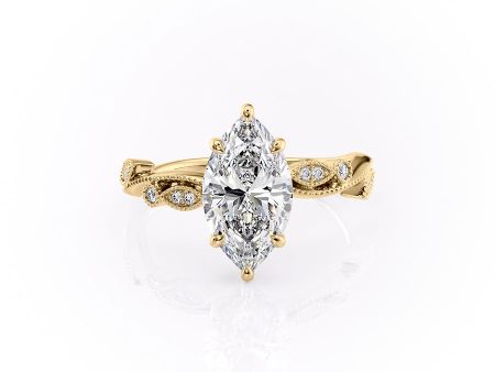 The Robin Set With A 3 Carat Marquise Lab Diamond on Sale