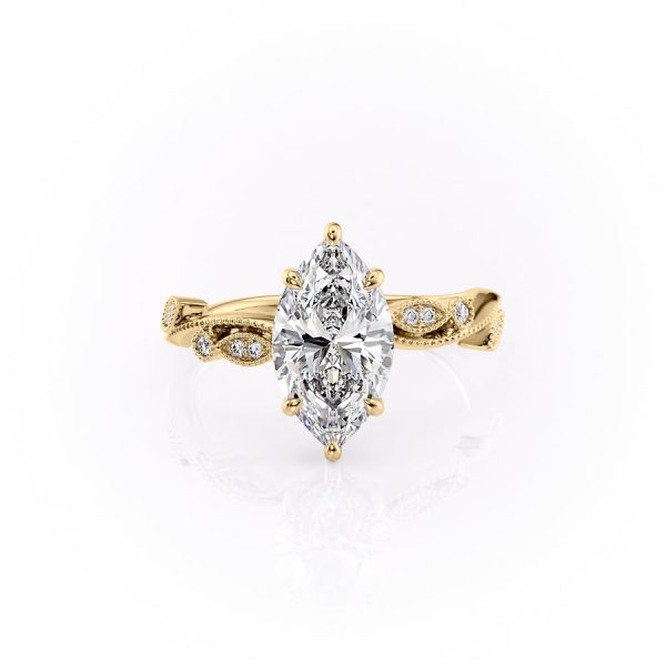 The Robin Set With A 3 Carat Marquise Lab Diamond on Sale