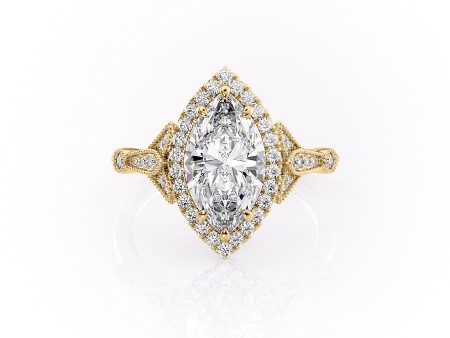 The Halo Stephanie Set With A 2 Carat Marquise Lab Diamond Fashion